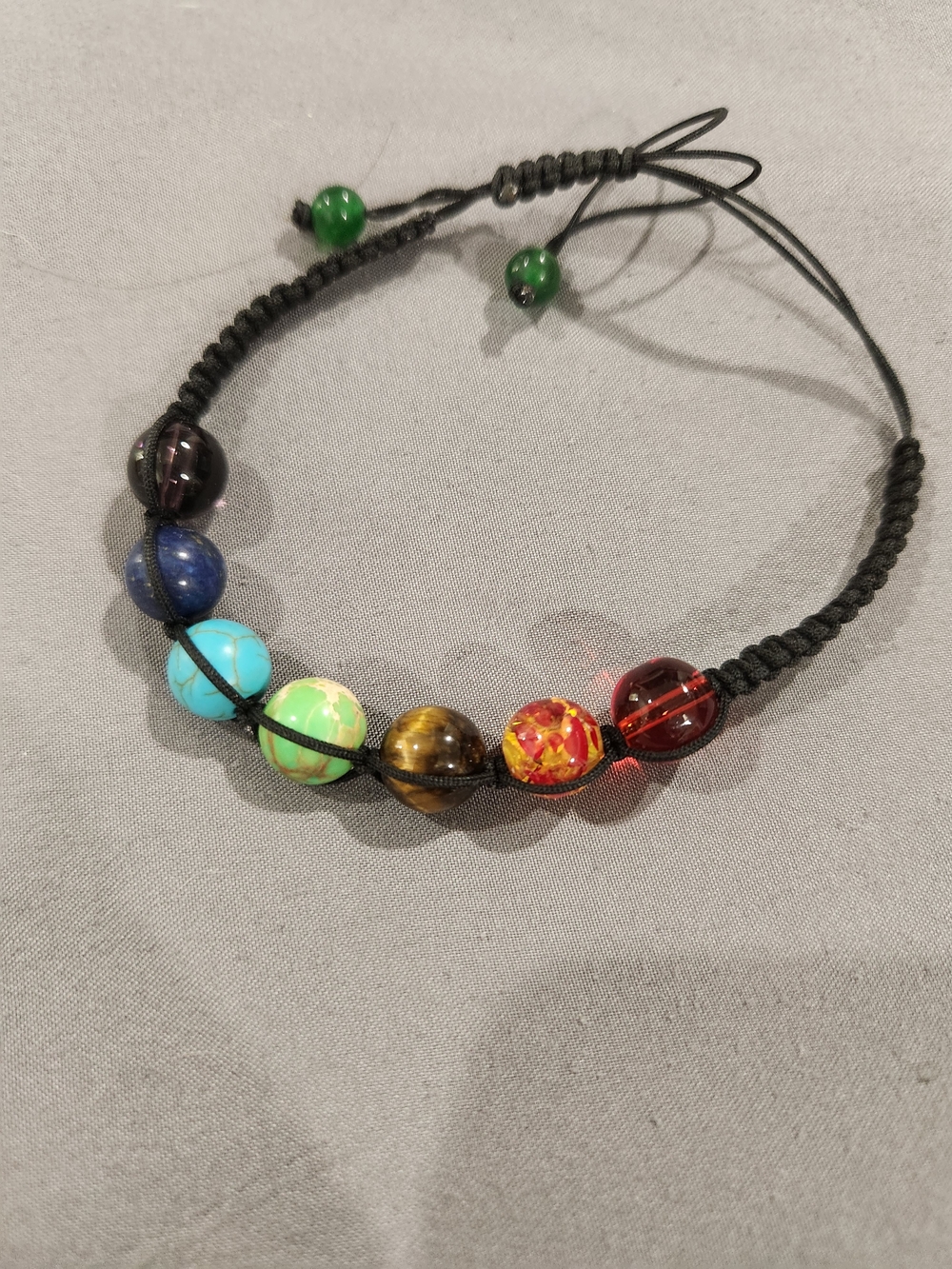 Multicolor Bead Macrame Bracelet - Black Cord